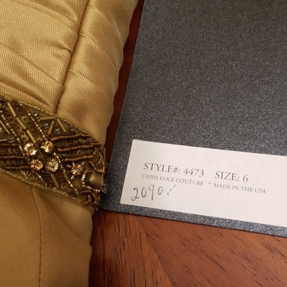 Chris Kole Couture silk gold gown style 4473 sz 6 - Picture 8 of 8